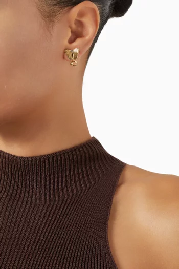 Butterfly C Drop Earrings in Gold-plated Brass