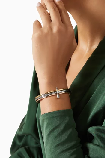 Safety Pin Triple Bangle in Silver-plated Brass