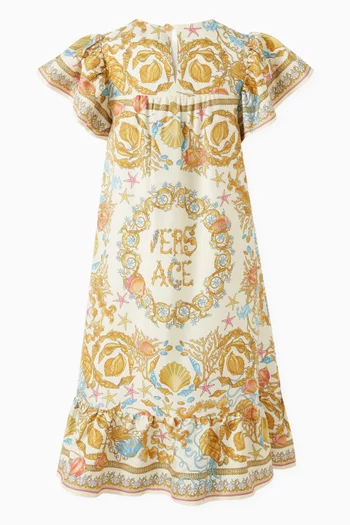 Underwater Barocco Ruffled Dress in Silk
