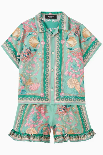Underwater Barocco-print Shorts in Silk-twill