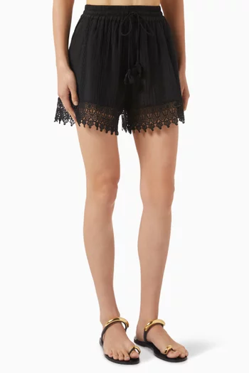 Odyssey Lace-trim Shorts in Cotton Blend