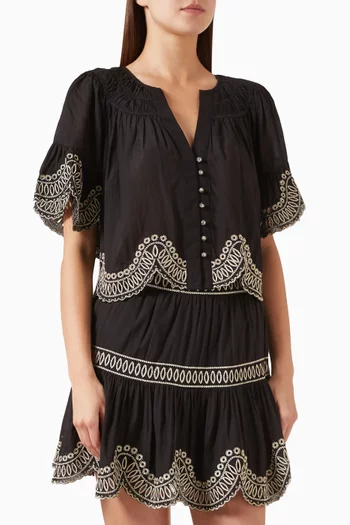 Anaya Embroidered Top in Cotton Blend