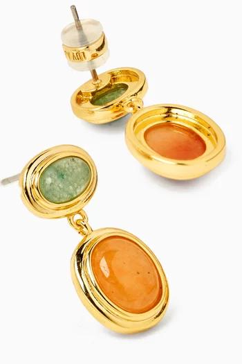 Sunset Double Stone Stud Earrings in Gold-plated Brass