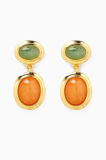 Sunset Double Stone Stud Earrings in Gold-plated Brass