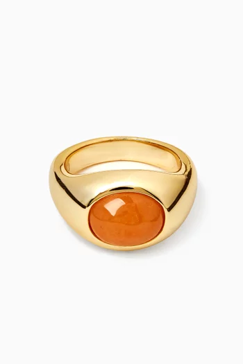 Sunset Stone Signet Ring in Gold-plated Brass