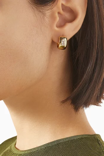 The Emerald Bezel Stone Huggie Earrings