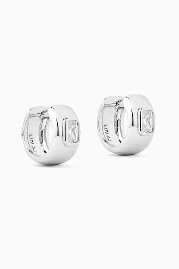The Emerald Bezel Stone Huggie Earrings