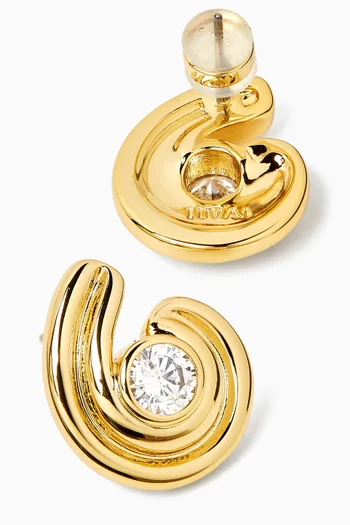 Wave Bezel Twist Stud Earrings in Gold-plated Brass