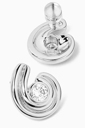 Wave Bezel Twist Stud Earrings in Silver-plated Brass