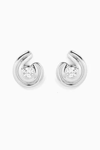 Wave Bezel Twist Stud Earrings in Silver-plated Brass