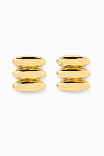 Milan Bead Stud Earrings in Gold-plated Brass