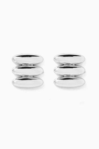 Milan Bead Stud Earrings in Silver-plated Brass
