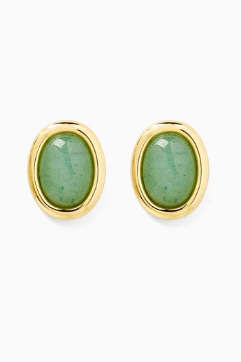 Sunset Stone Stud Earrings in Gold-plated Brass