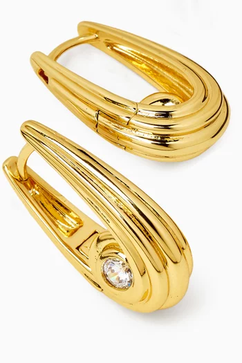 Wave Bezel Hoops in Gold-plated Brass