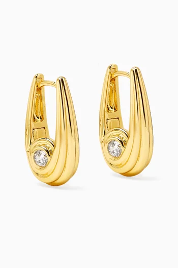 Wave Bezel Hoops in Gold-plated Brass