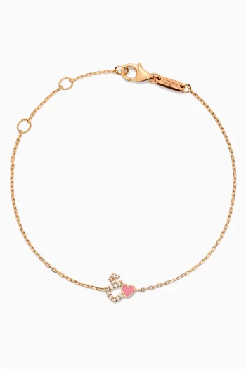 Tiny Bling Arabic Letter "Ein" Diamond Bracelet in 18kt Gold
