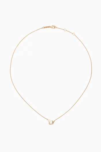 Tiny Bling Arabic Letter "Faa" Diamond Necklace in 18kt Gold