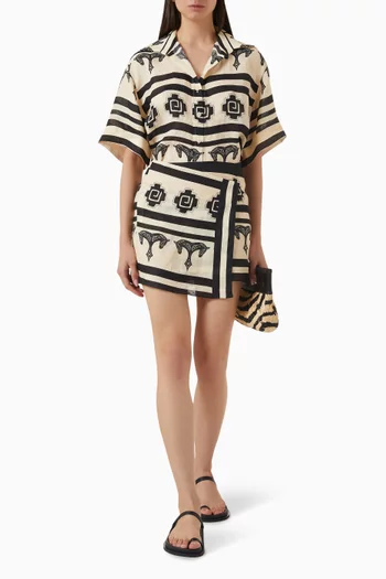 Roots Wrap Mini Skirt in Linen