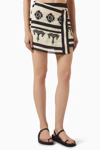 Roots Wrap Mini Skirt in Linen