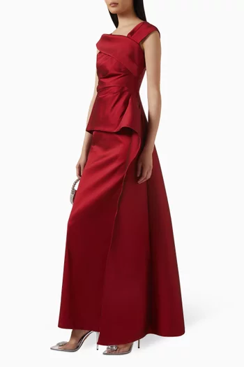 Asymmetric Peplum Dress in Silk