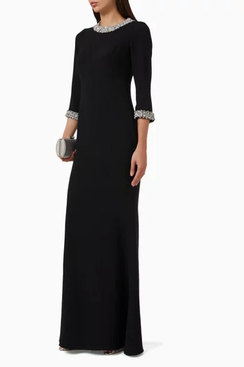 Embellished-trims Gown in Crepe
