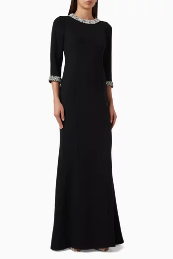 Embellished-trims Gown in Crepe