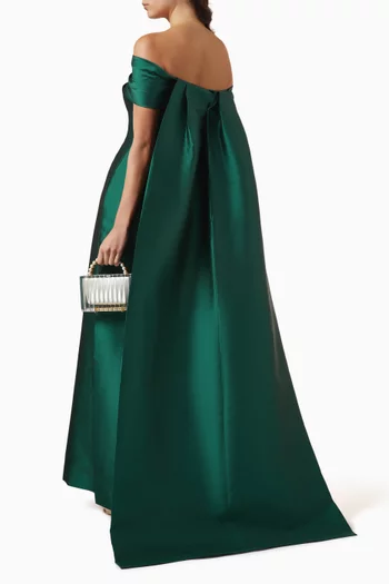 Twist Cape Gown in Taffeta