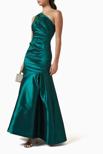 One-shoulder Gown in Taffeta