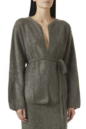 Belted Cardigan in Brushed Cashmere