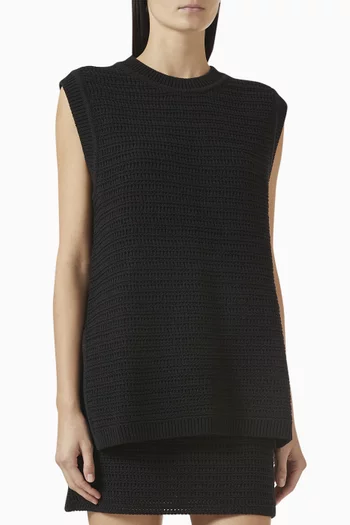 Crochet-knit Vest in Cotton Blend