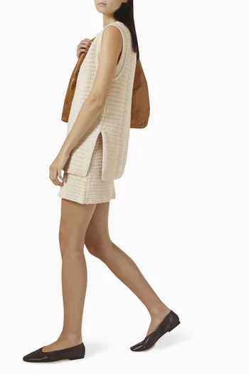 Crochet-knit Vest in Cotton Blend