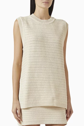 Crochet-knit Vest in Cotton Blend