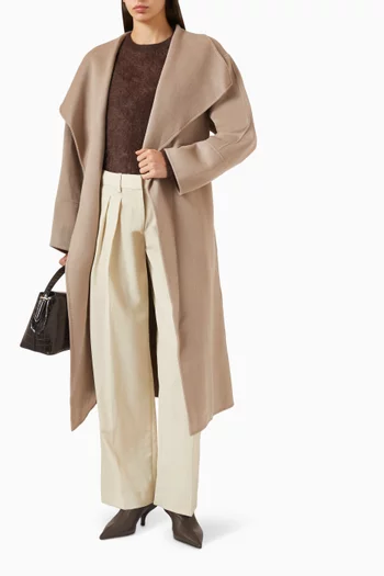 Long Belted Coat in Wool-cashmere