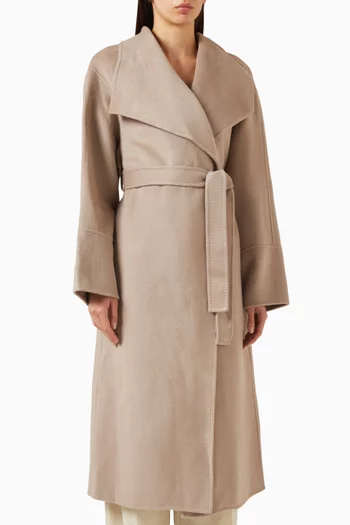Long Belted Coat in Wool-cashmere