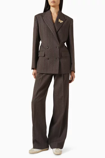 Pinstriped Wide-leg Pants in Wool