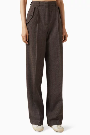 Pinstriped Wide-leg Pants in Wool