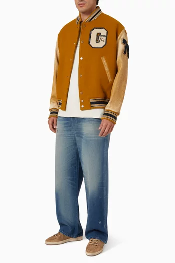 Bomber Jacket in Wool & Leather