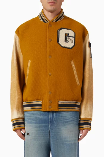 Bomber Jacket in Wool & Leather
