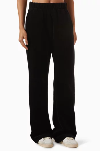 Velvet-effect Sweatpants in Cotton Blend