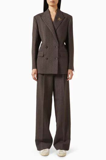 Pinstriped Double-breasted Blazer in Wool