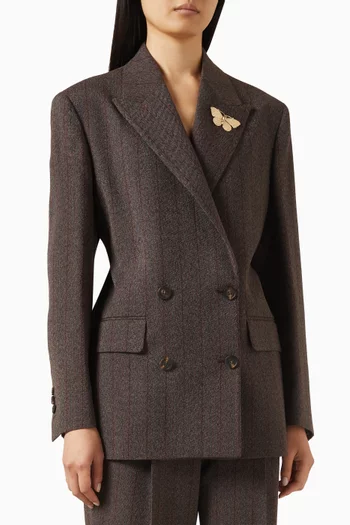 Pinstriped Double-breasted Blazer in Wool