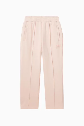 بنطال رياضي بساقين واسعتين مزيج قطن