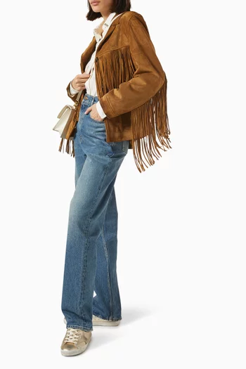Olinda Fringe Jacket in Suede
