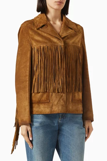 Olinda Fringe Jacket in Suede