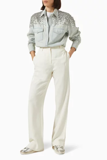 Becca Cabochon Crystal Boyfriend Shirt in Cotton