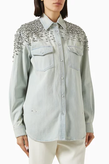 Becca Cabochon Crystal Boyfriend Shirt in Cotton