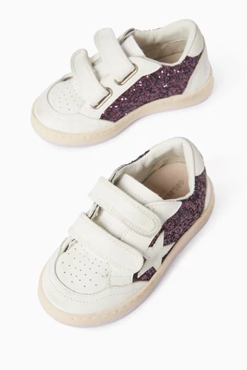 Ball Star Strap Sneakers in Leather & Glitter