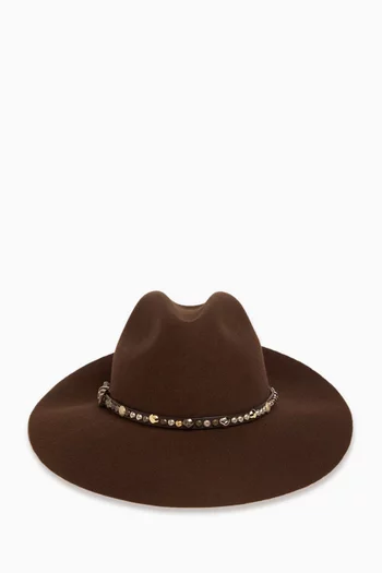 Studded Fedora Hat in Wool