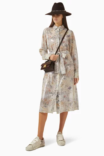 Sequin-embellished Midi Shirt Dress