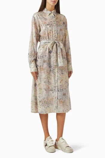 Sequin-embellished Midi Shirt Dress